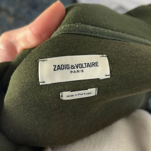 Zadig and Voltaire Olive Gold Stripe ZIP Jacket - Picture 5 of 6